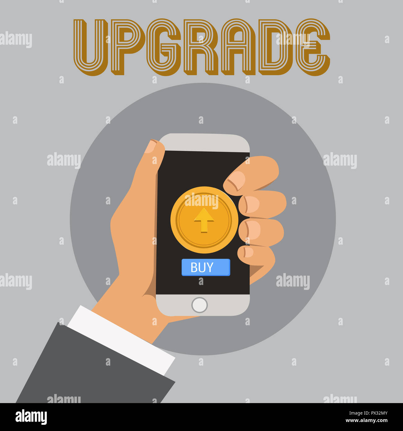 Text sign showing Upgrade. Conceptual photo Raise something to higher ...