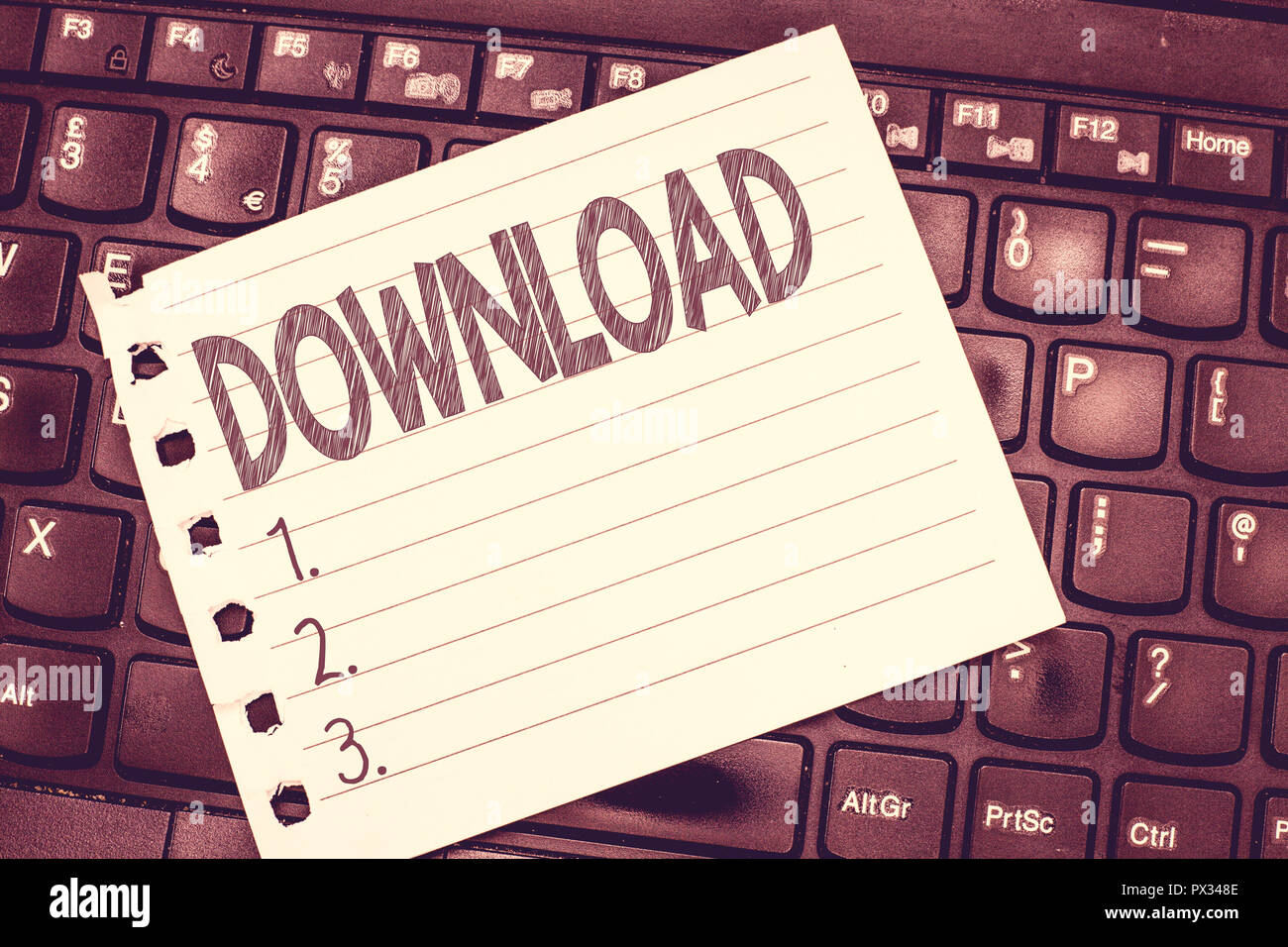 Handwriting text writing Download. Concept meaning copy data from one computer system another typically over Internet. Stock Photo