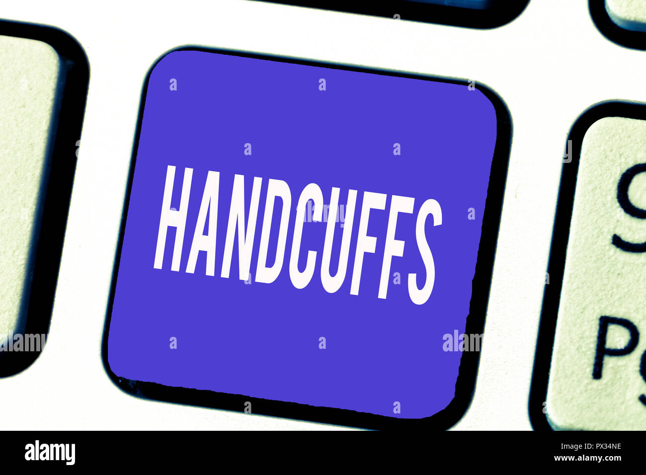 Word writing text Handcuffs. Business concept for Pair of lockable