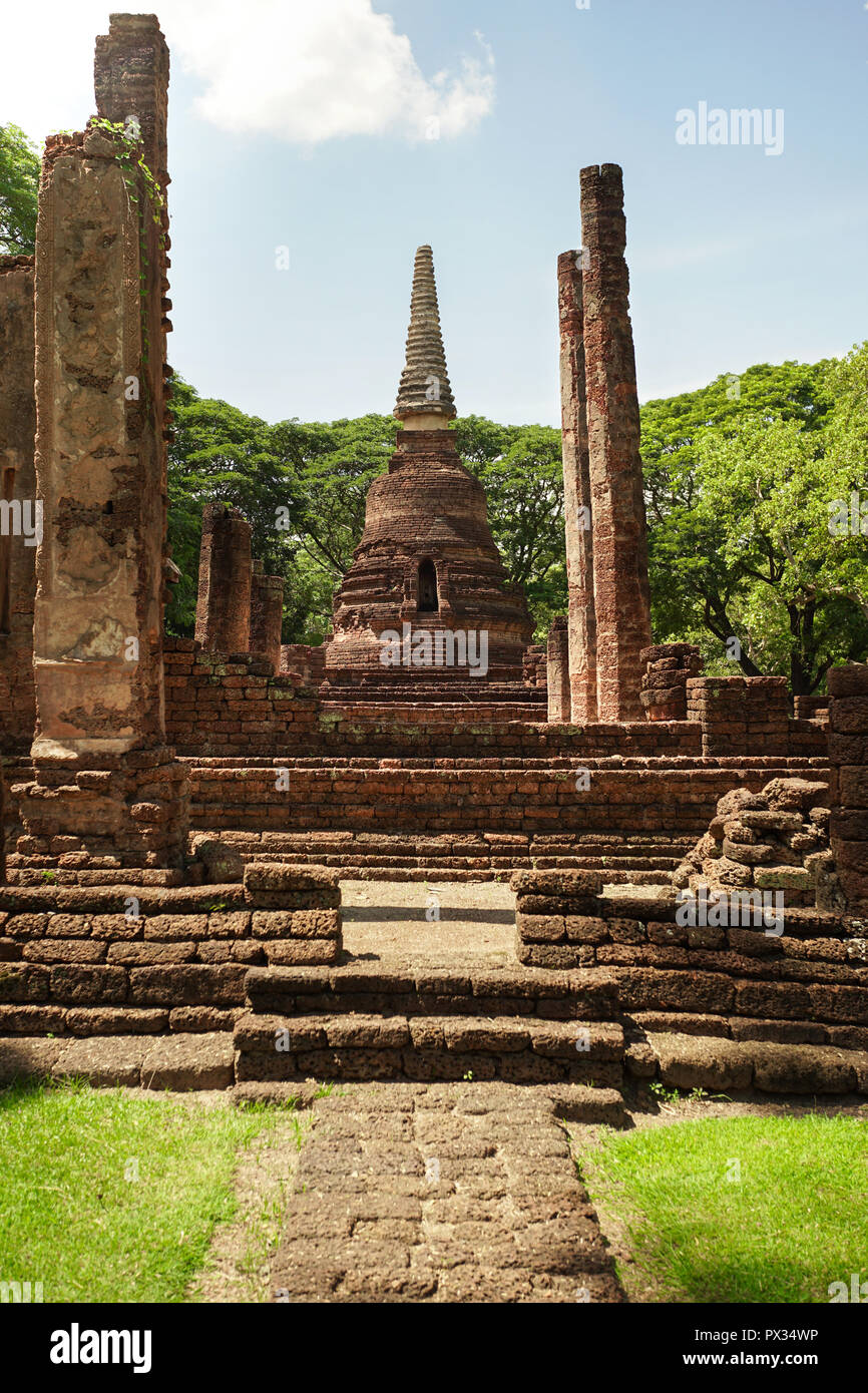 UNESCO World Heritage site Wat Nang Phaya in Si Satchanalai Historical Park, Sukhothai, Thailand. Stock Photo
