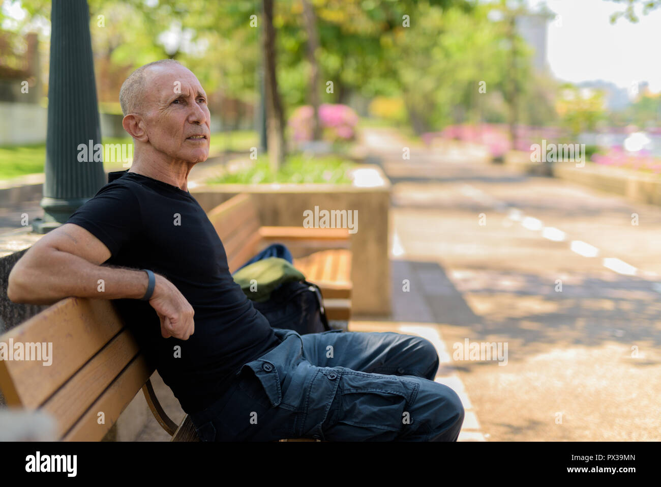 Old man sitting landscape hi-res stock photography and images - Alamy