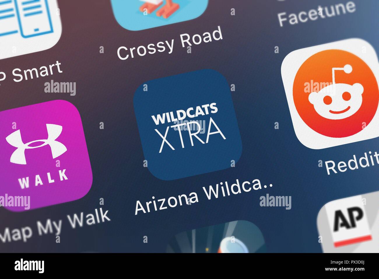 London, United Kingdom - October 19, 2018: Screenshot of Gannett's mobile app Arizona Wildcats XTRA. Stock Photo