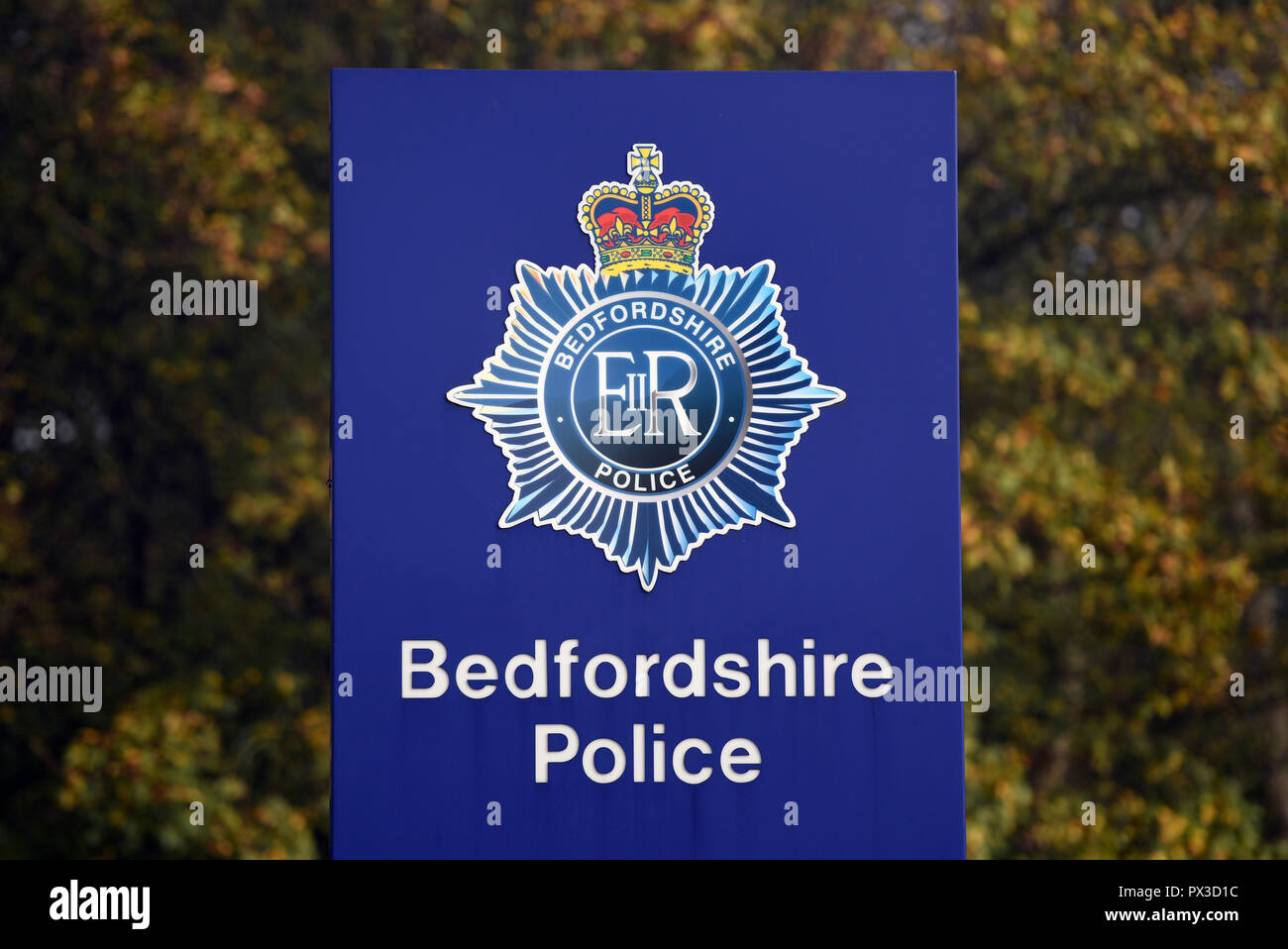 A sign outside Bedfordshire Police headquarters in Kempston Stock Photo