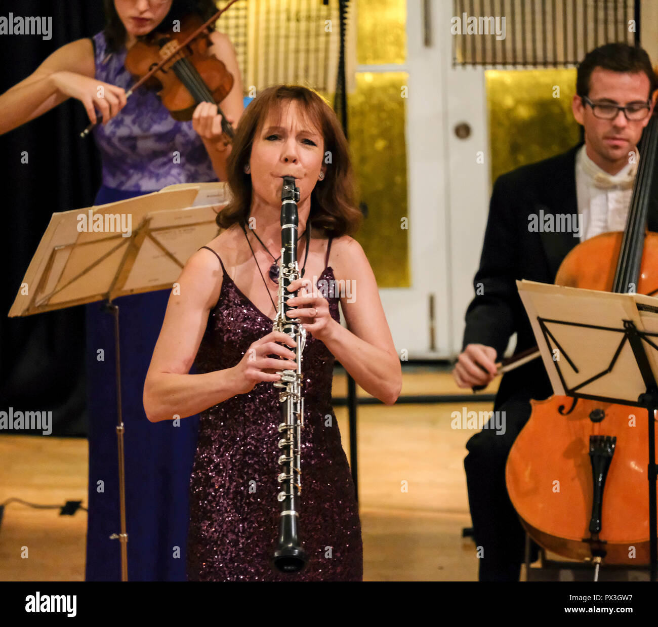 Stroud Subscription Rooms Gloucestershire, UK. 18th October, 2018. Emma Johnson...performing with European Union Chamber Orchestra at Stroud Subscription Rooms Gloucestershire performing Mozart's Clarinet Concerto.. Credit: charlie bryan/Alamy Live News Stock Photo