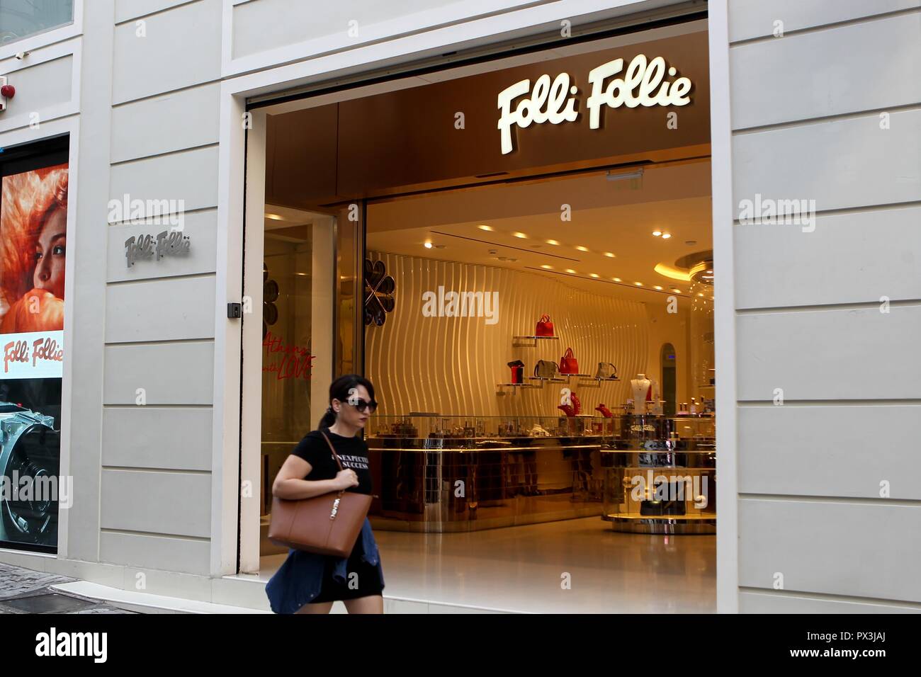 Folli Follie shop in Ermou street in the center of Athens. Greek