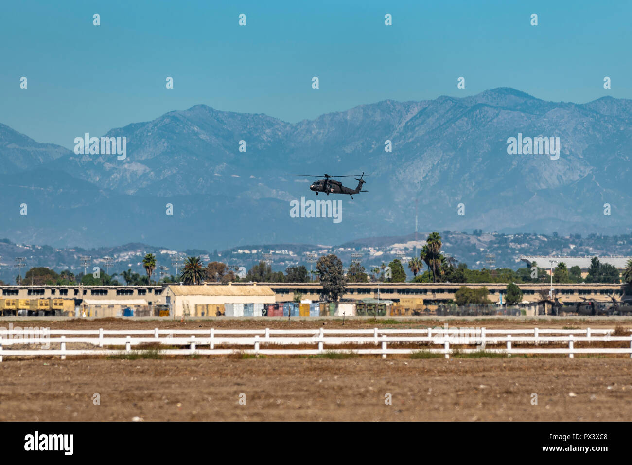Los Alamitos, CA. USAF helicopter lands at Joint Forces Training Base