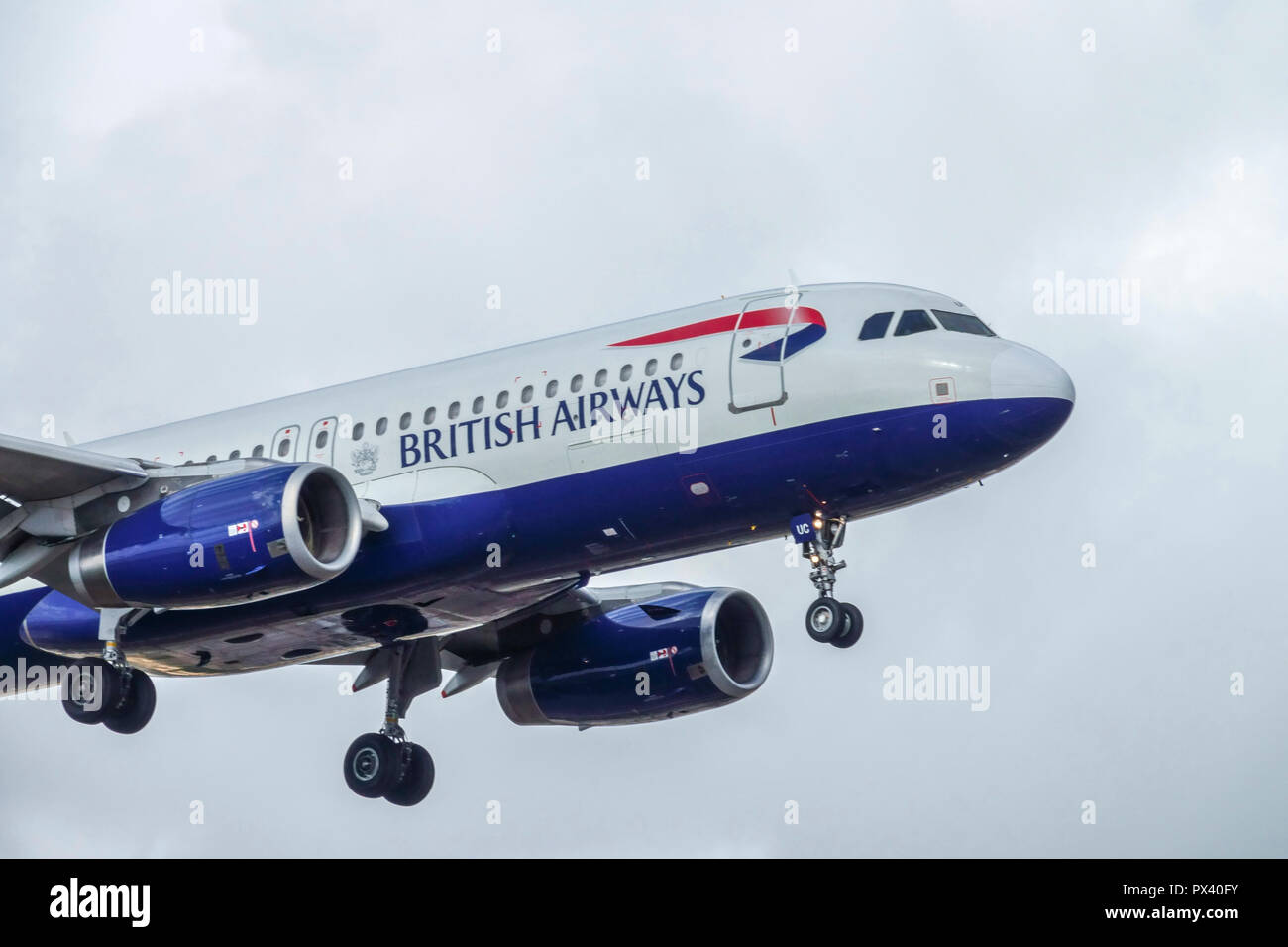 British Airways plane landing Stock Photo