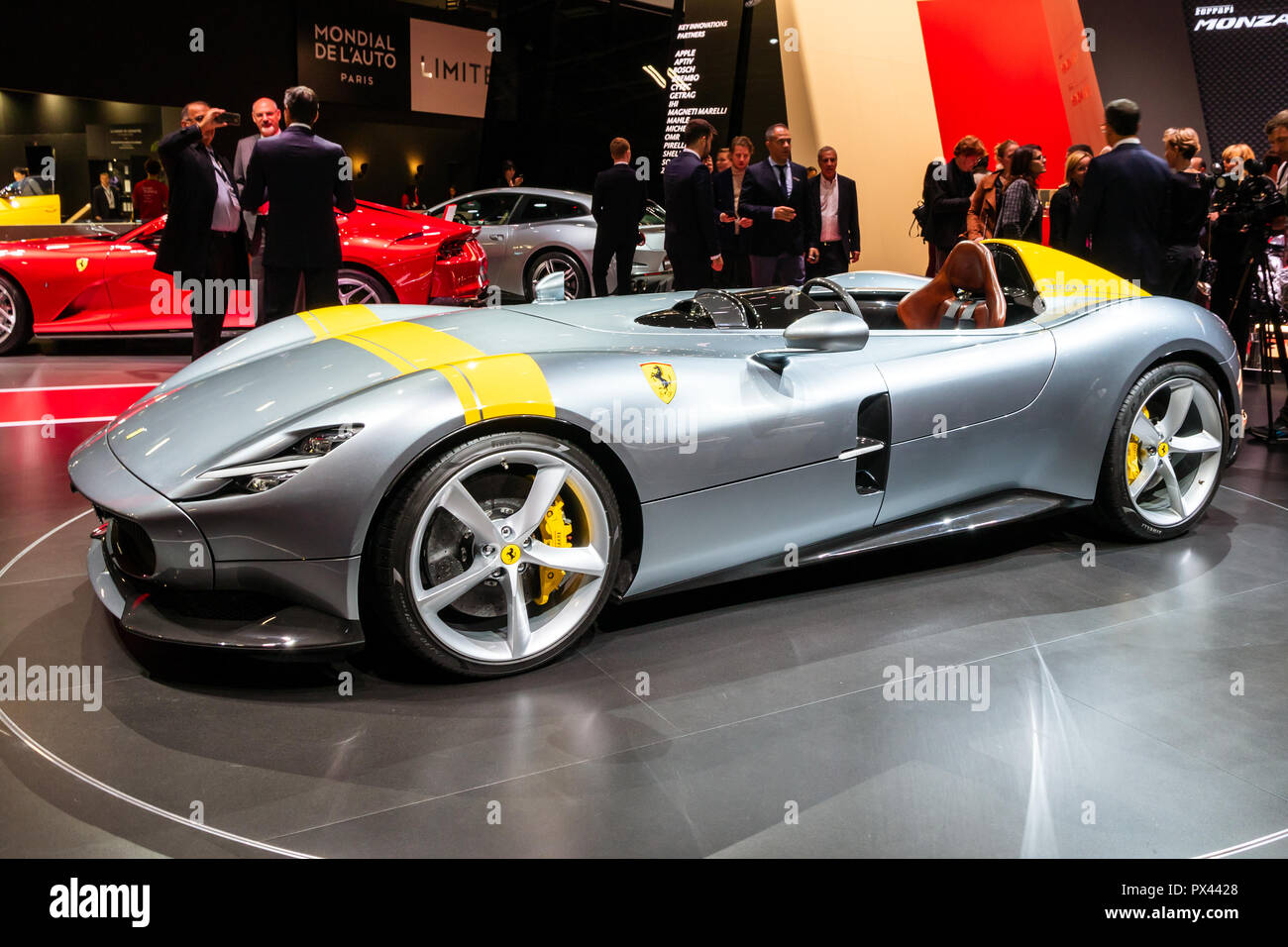 PARIS OCT 2 2018 Ferrari Monza SP1 Sports Car Presented At The 
