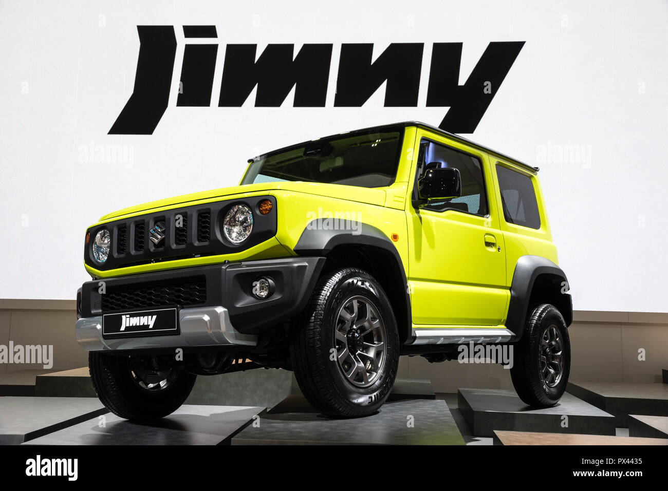 Paris Oct 2 18 New Suzuki Jimmy Compact 4x4 Car Showcased At The Paris Motor Show Stock Photo Alamy