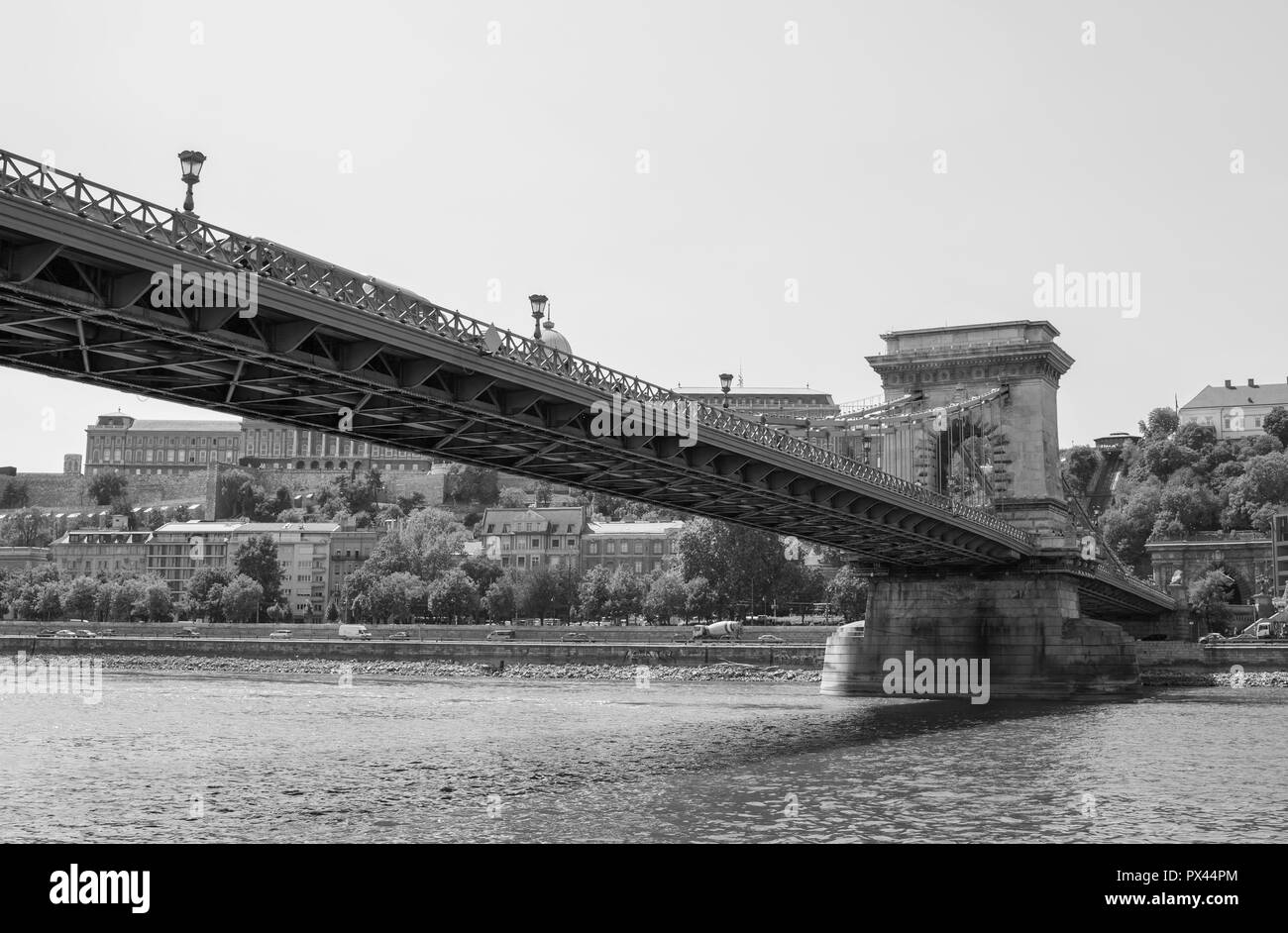 Budapest, Hungary -  3 august, 2018: view of the Chain Bridge Stock Photo