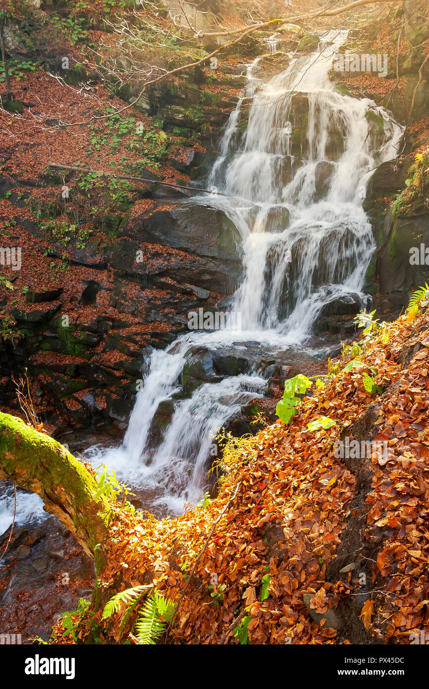 waterfall Shypot in autumn. view from above Stock Photo