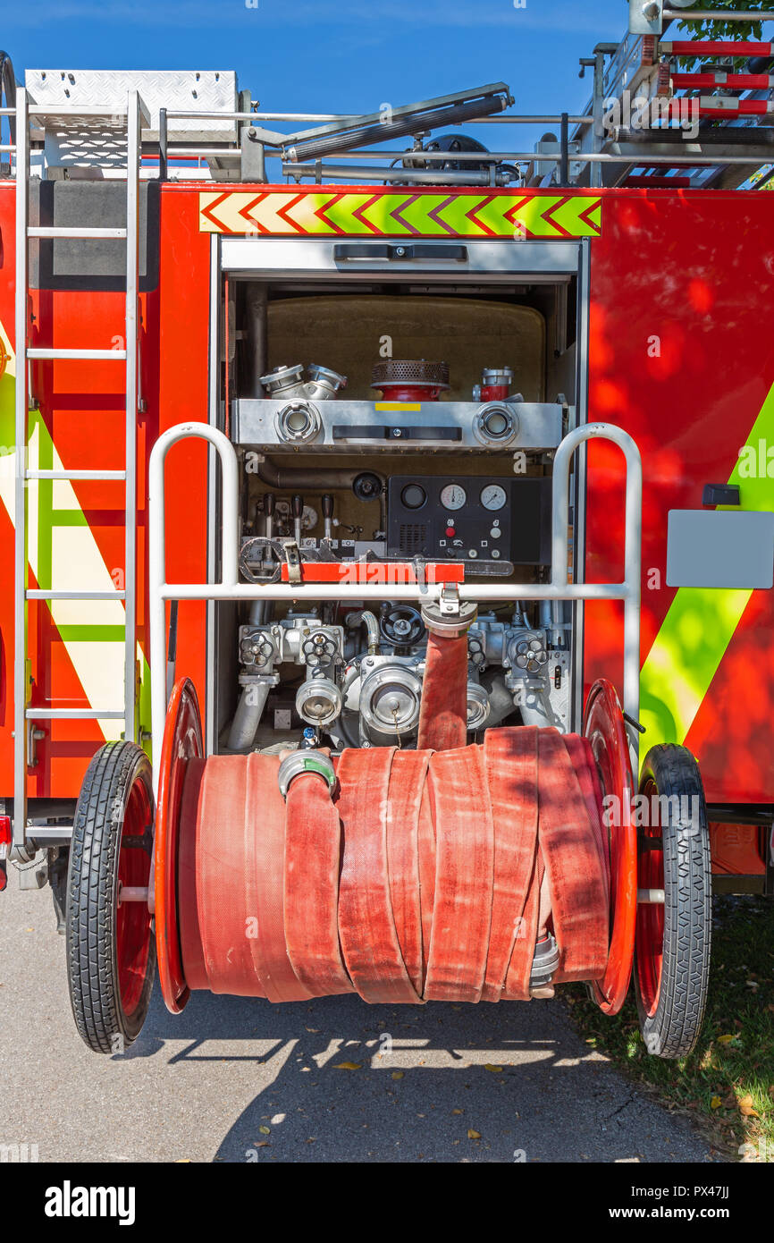 Interior view of a german fire truck Stock Photo