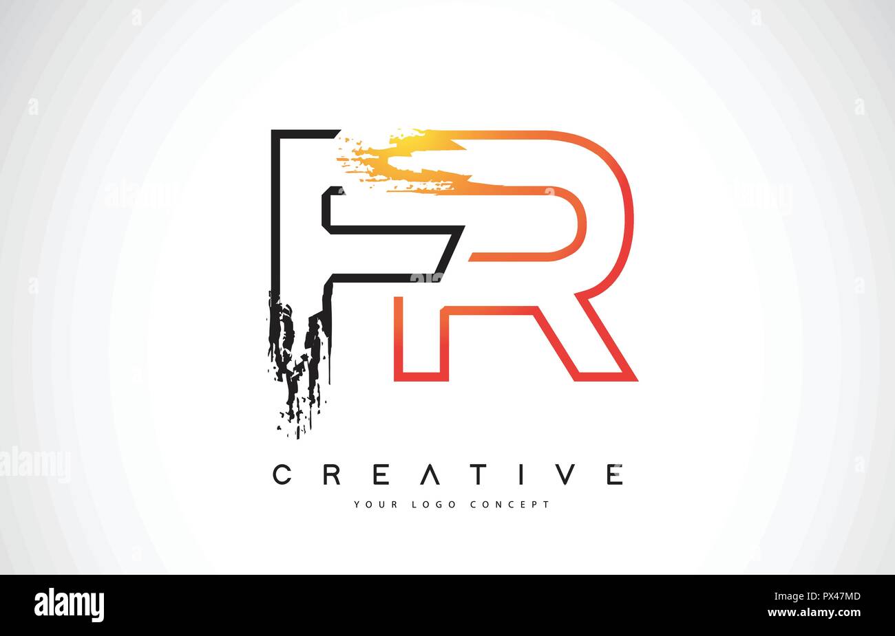 FR Creative Modern Logo Design Vetor with Orange and Black Colors ...