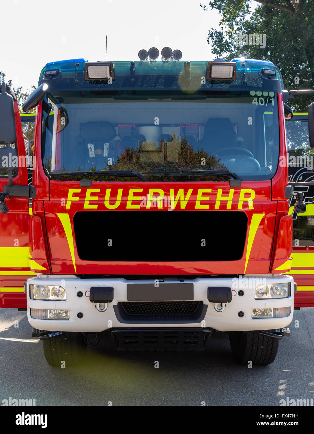 Front view of a german fire truck Stock Photo