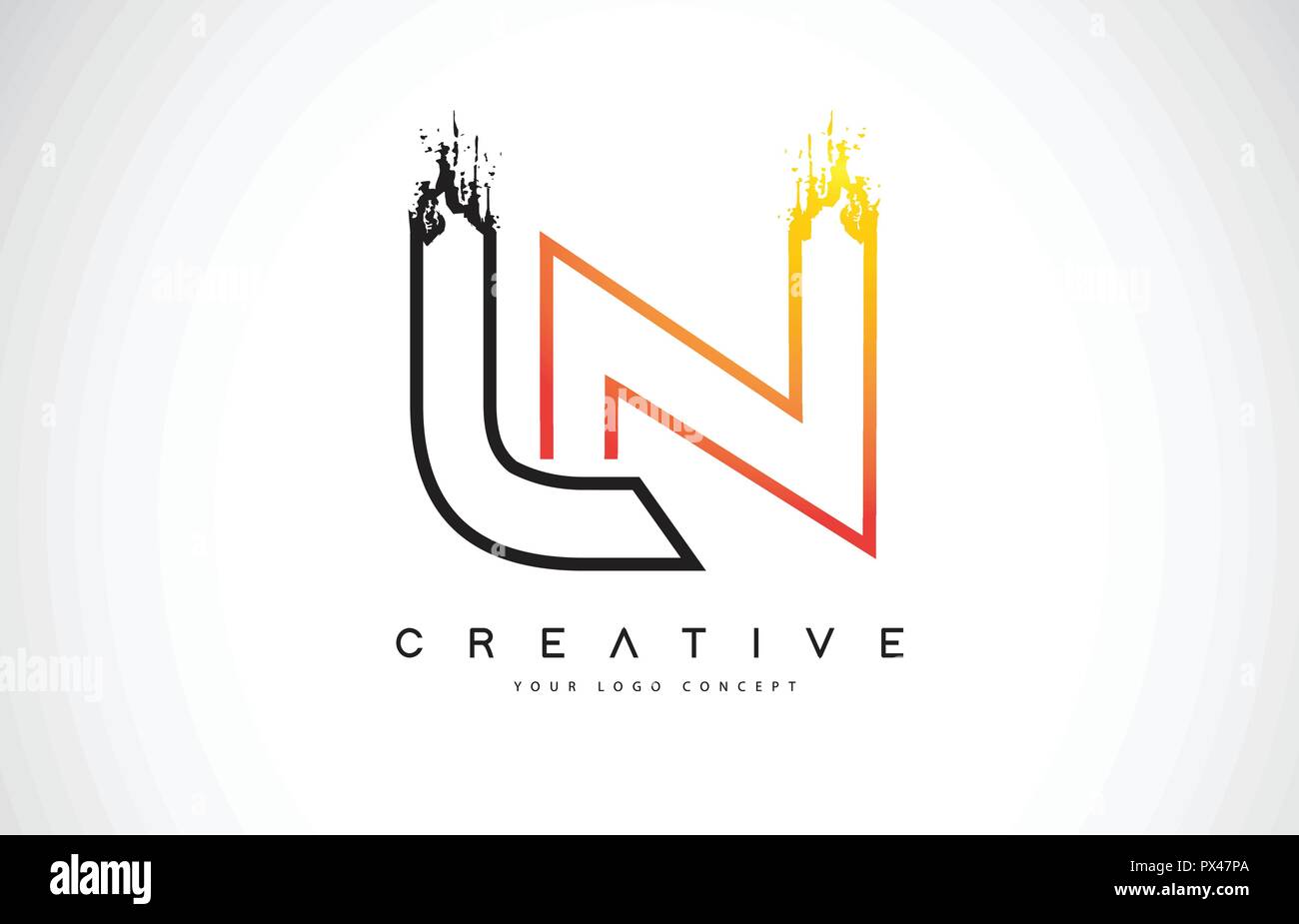 LN Creative Modern Logo Design Vetor with Orange and Black Colors ...