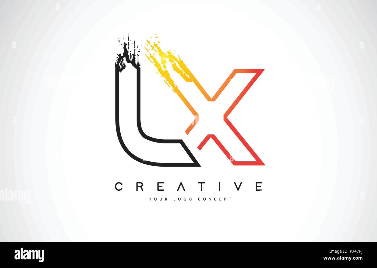 LX L X Creative Modern Logo Design Vetor with Orange and Black Colors ...