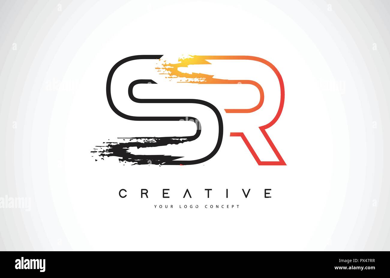 Sr S R Creative Modern Logo Design Vetor With Orange And Black Colors Monogram Stroke Letter Design Stock Vector Image Art Alamy