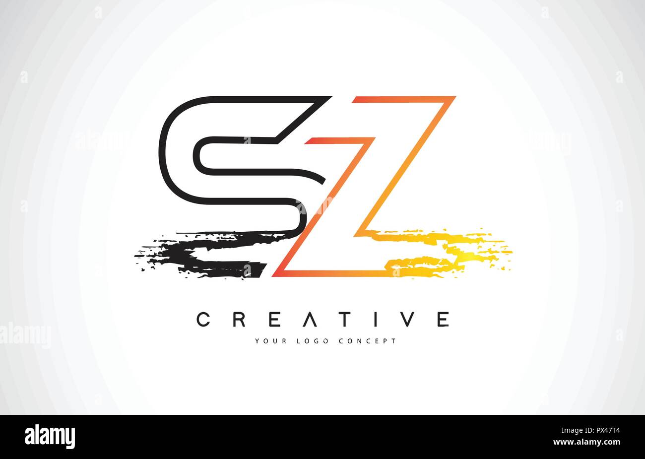 SZ Creative Modern Logo Design Vetor with Orange and Black Colors ...