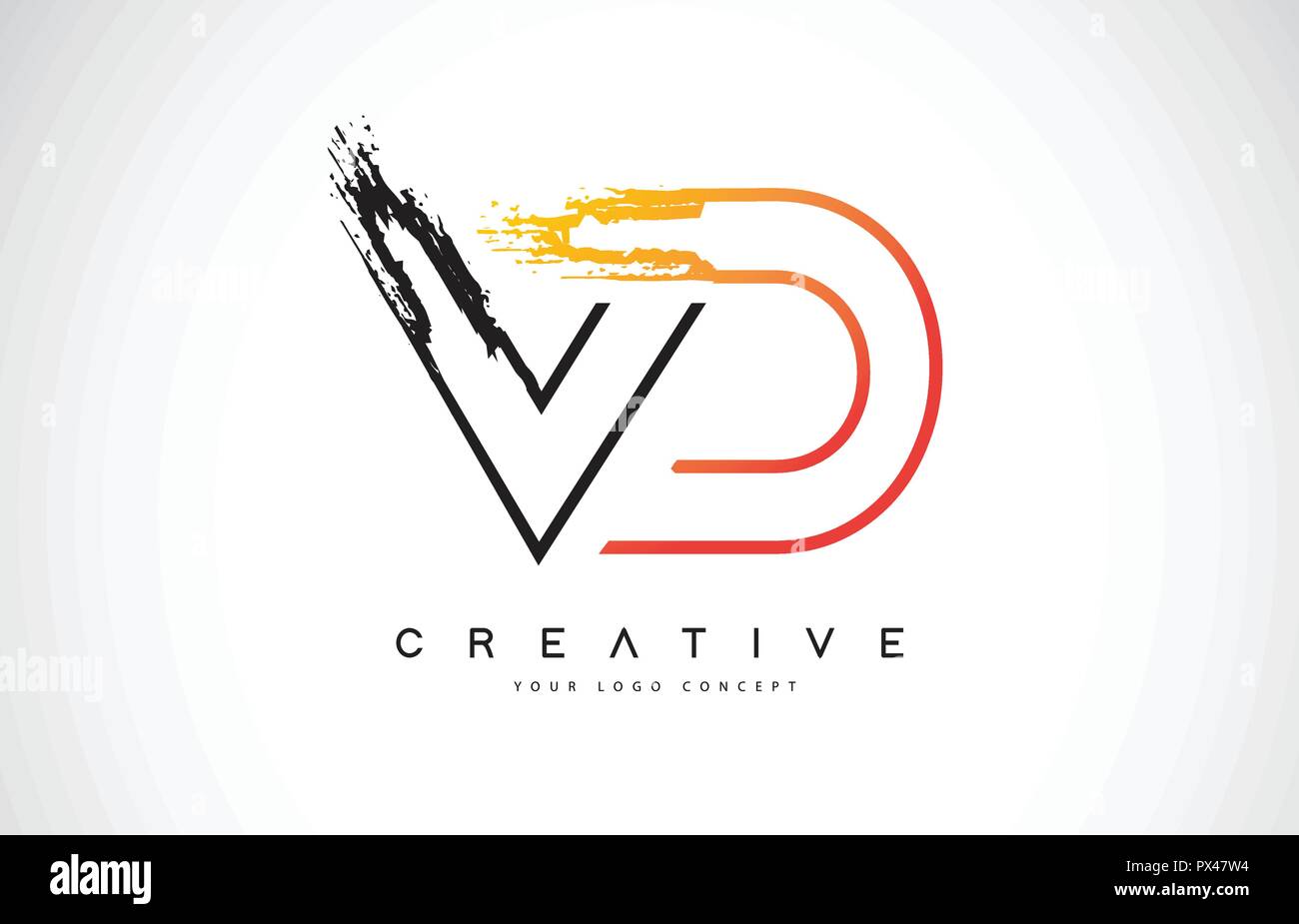VD Creative Modern Logo Design Vetor with Orange and Black Colors. Monogram Stroke Letter Design. Stock Vector