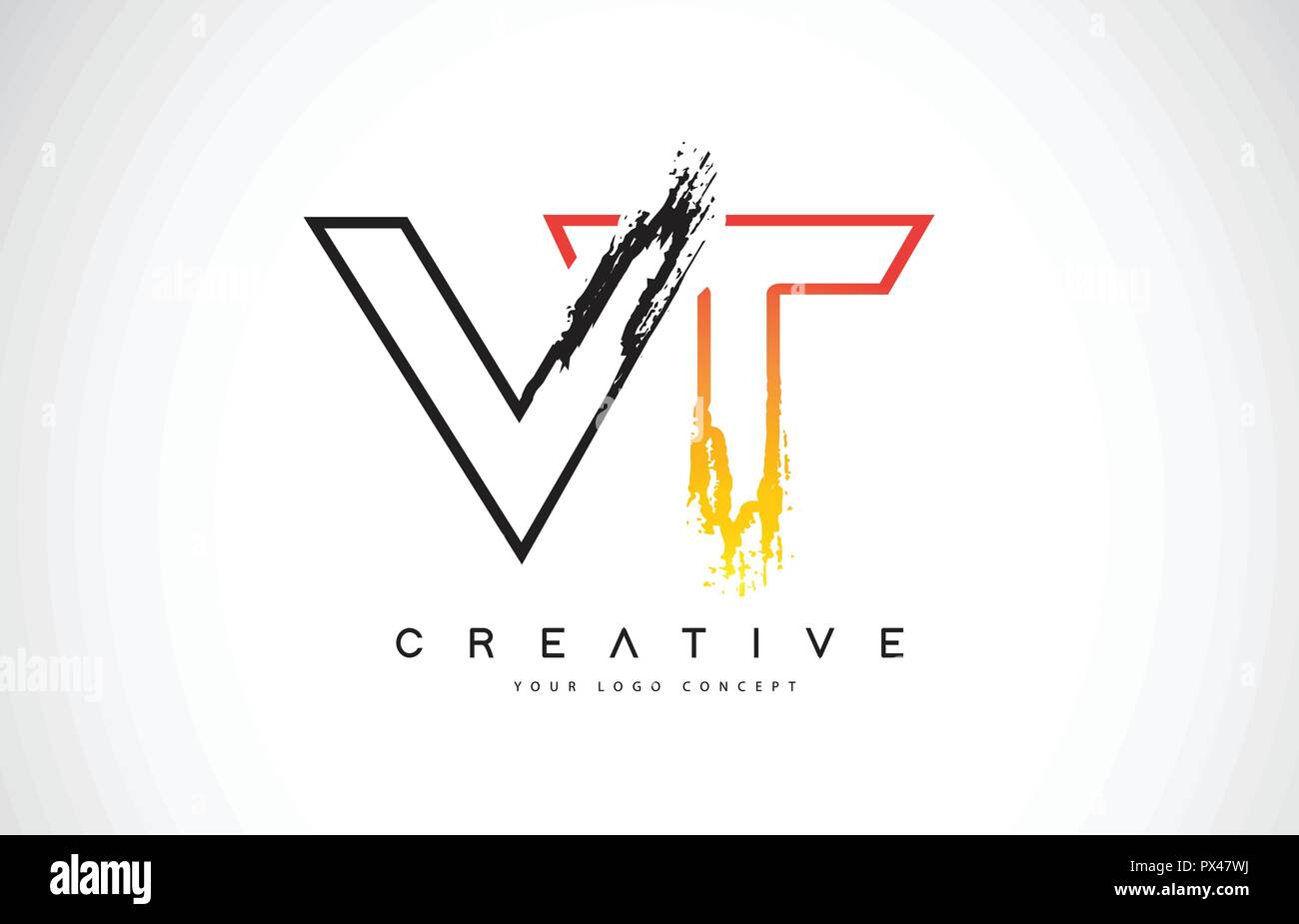 VT Creative Modern Logo Design Vetor with Orange and Black Colors