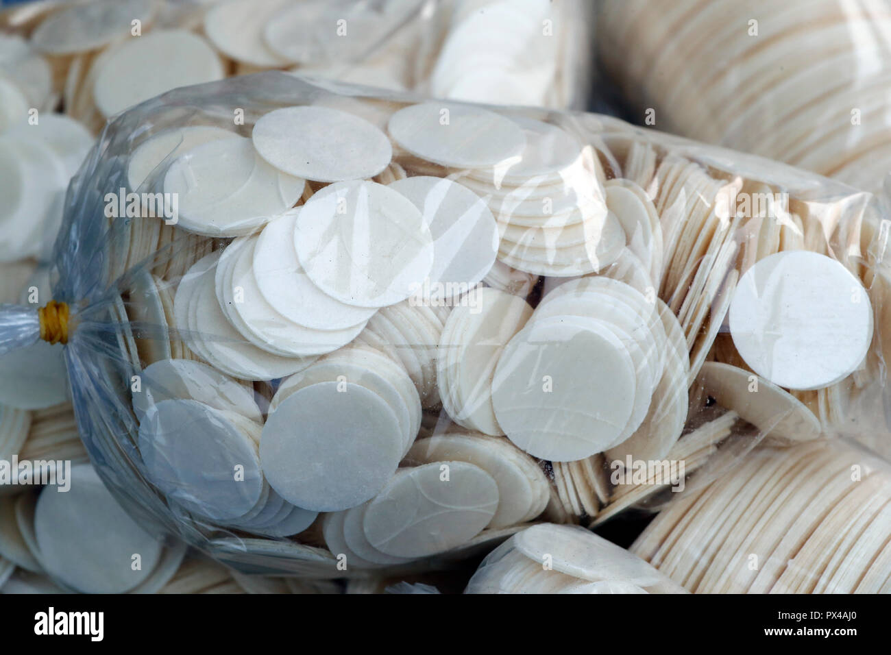 Shop selling religious christian items. Catholic unleavened wafers for