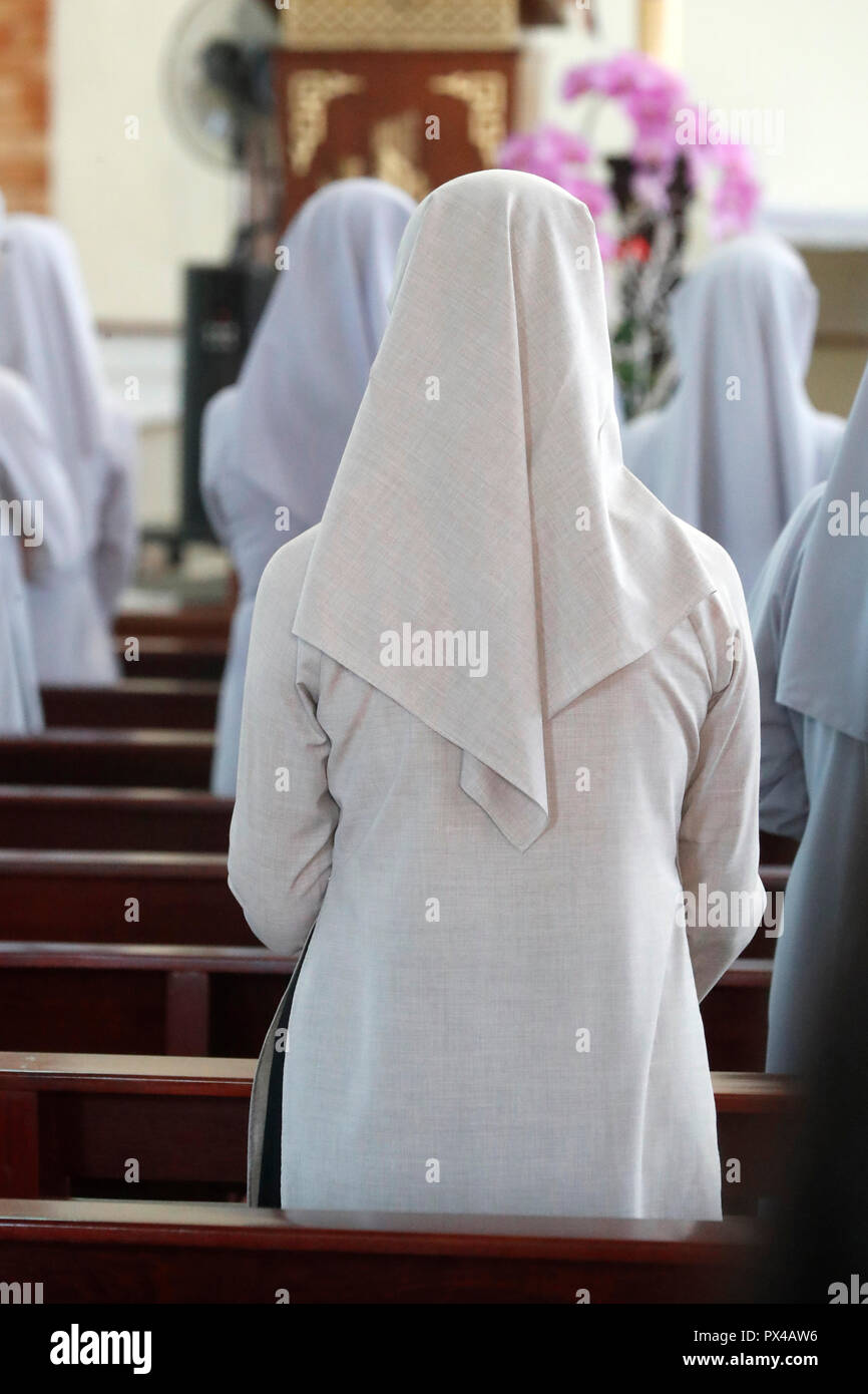 Franciscan Missionaries of Mary church. Catholic mass. Franciscan sisters.  Ho Chi Minh City. Vietnam. Stock Photo