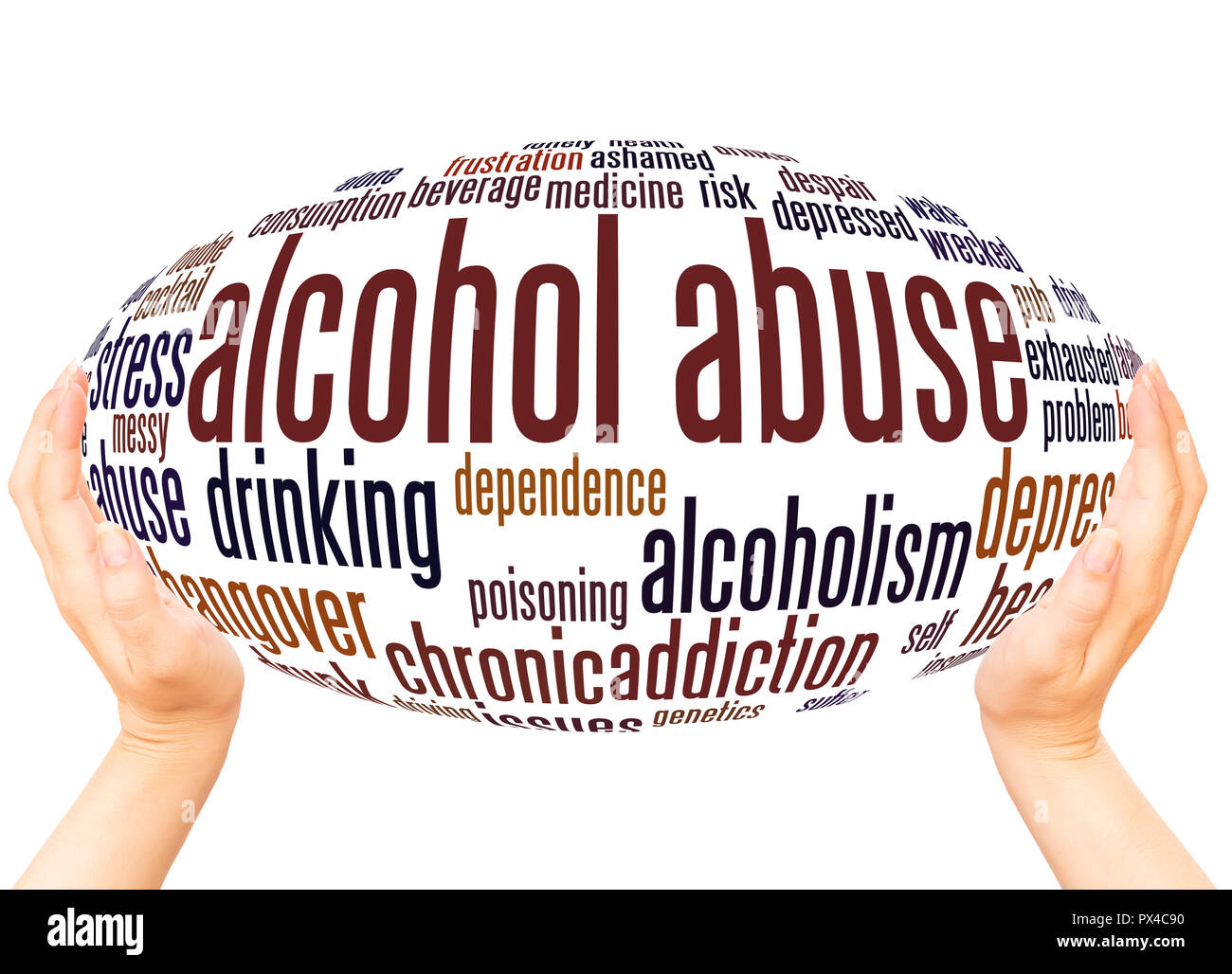 Alcohol abuse word cloud hand sphere concept on white background Stock ...