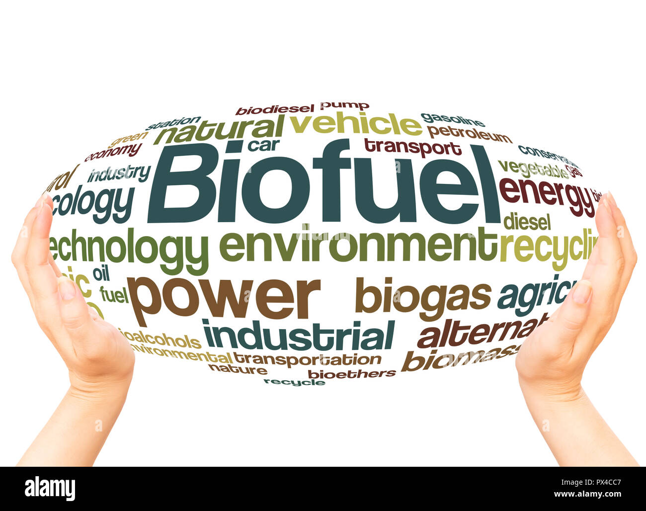 Biofuel word cloud hand sphere concept on white background. Stock Photo