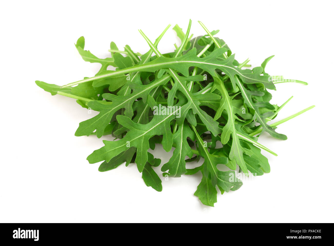 Heap of Green fresh rucola or arugula leaf isolated on white background ...