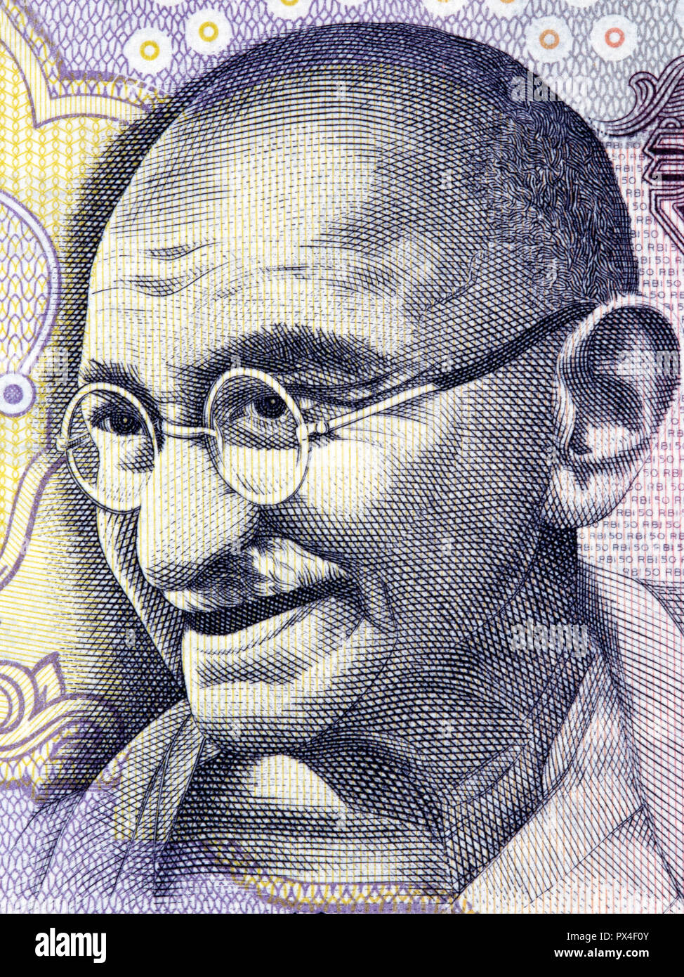 Mahatma Gandhi portrait from Indian money Stock Photo