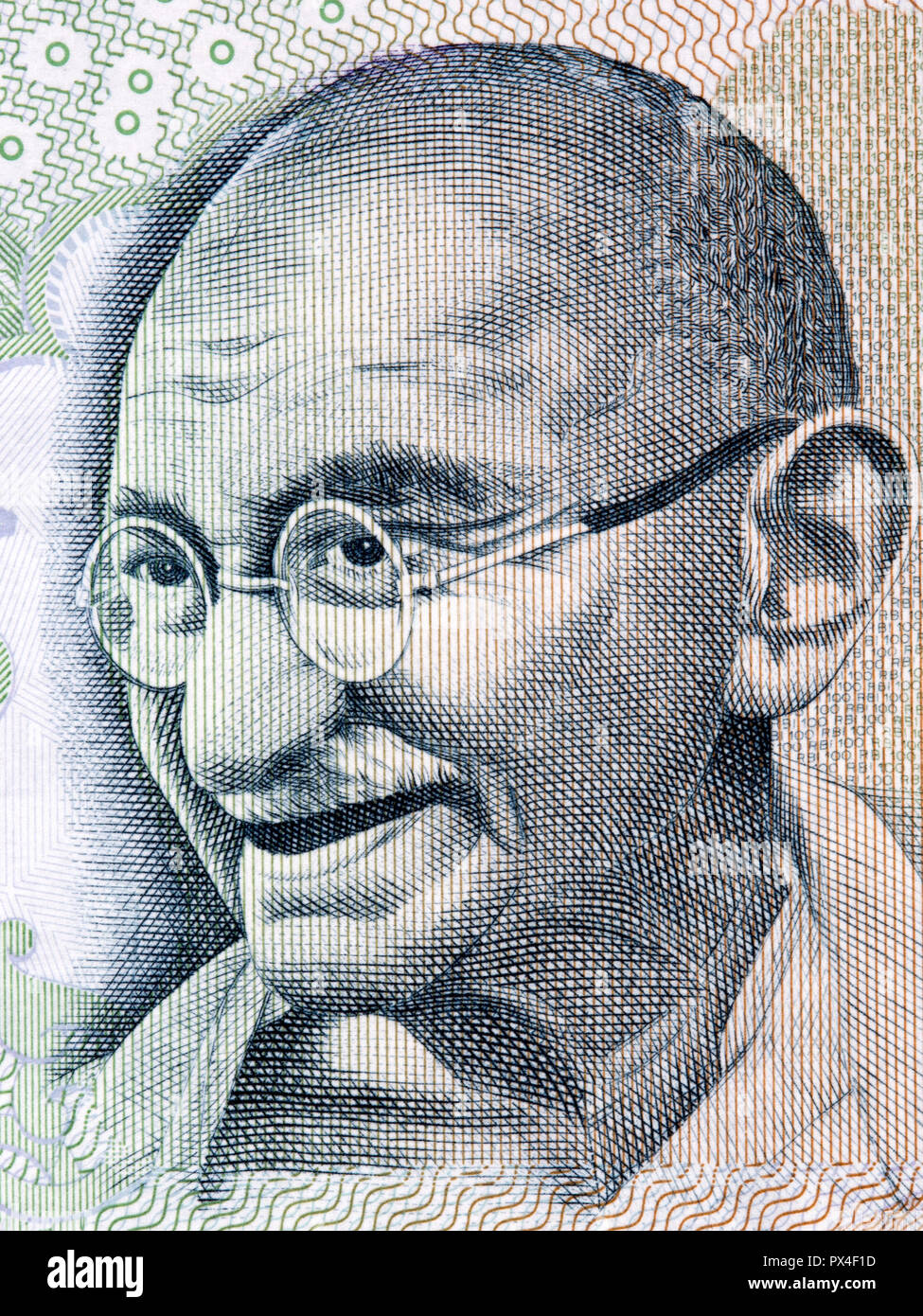 Mahatma Gandhi portrait from Indian money Stock Photo