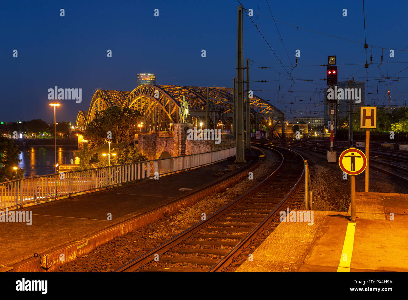 train station at night Stock Photo Alamy