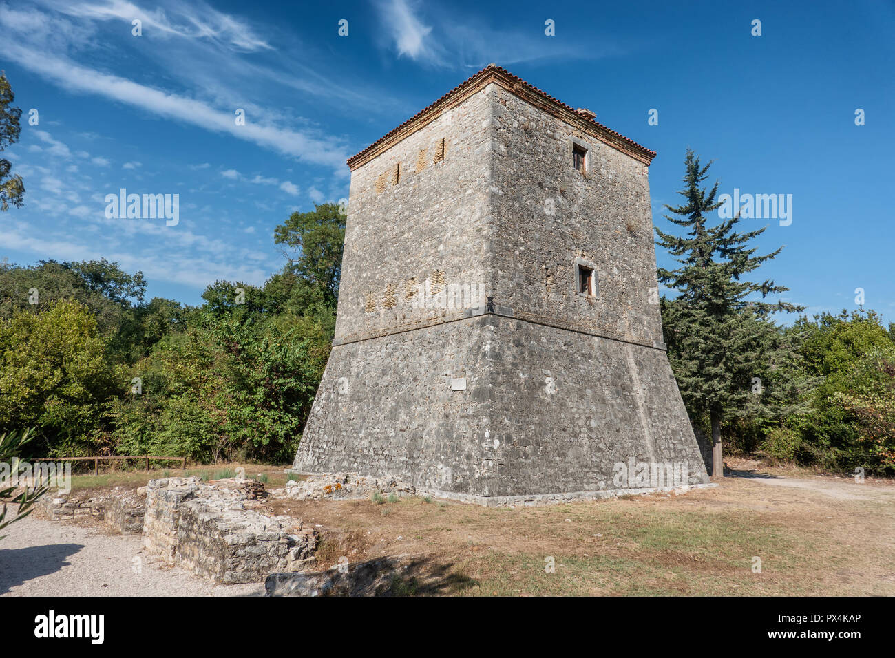 Venetian tower of Butrint ancient city, Albania Stock Photo