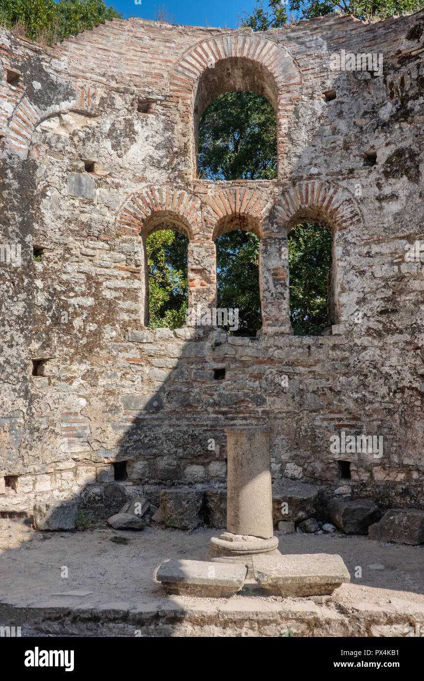 Basilica in Butrint ancient city, Albania Stock Photo