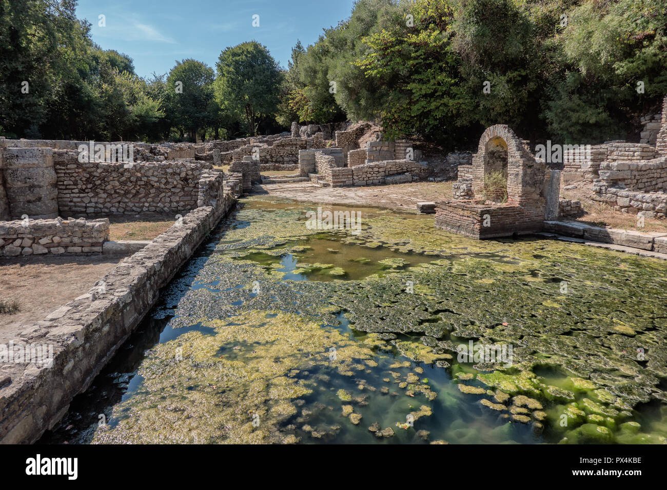 Remnants of homes in Butrint ancient city, Albania Stock Photo