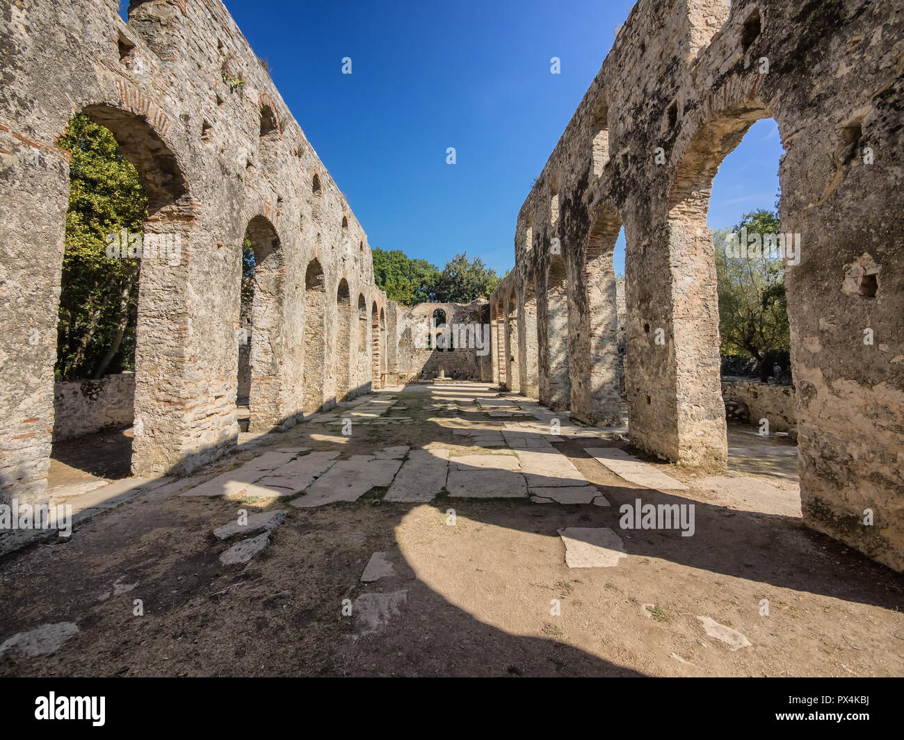 Basilica in Butrint ancient city, Albania Stock Photo