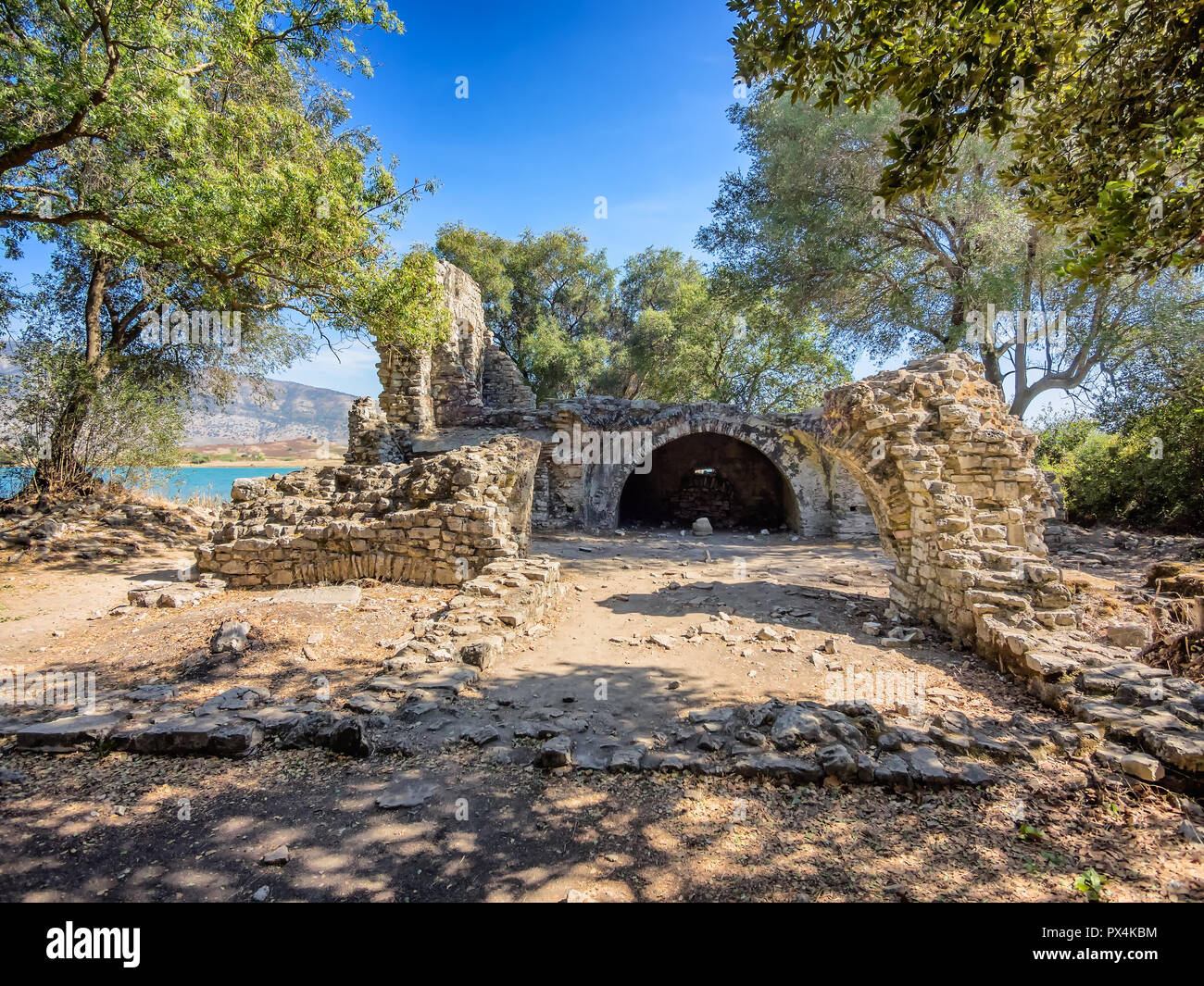Butrint baptistery area ancient city, Albania Stock Photo