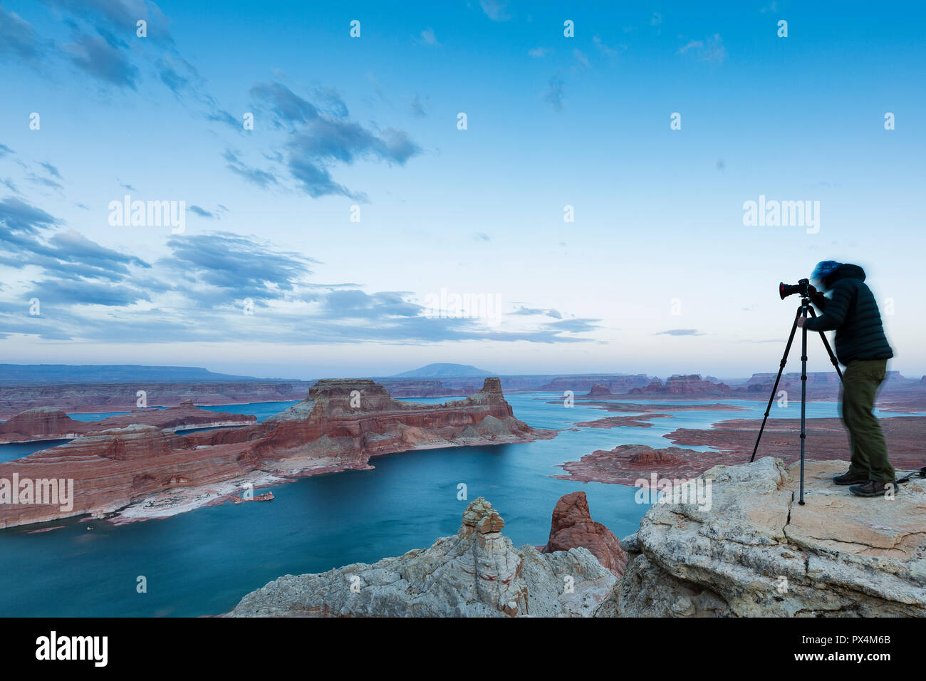 Alstrom Point, AZ, USA. A landscape photographer takes a photograph of