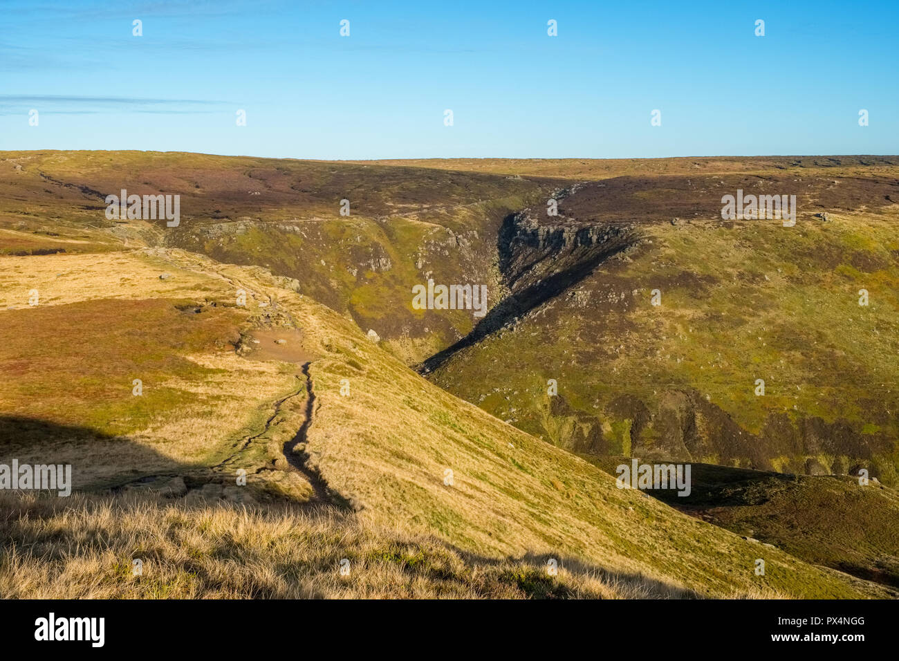 Kinder Scout at the top of Grindsbrook Clough, Peak District National Park, Derbyshire,UK Stock Photo