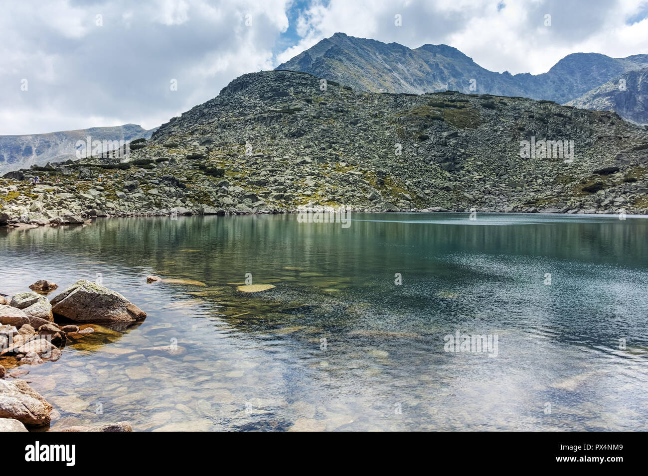 Musalenski lakes and Musala Peak, Rila mountain, Bulgaria Stock Photo