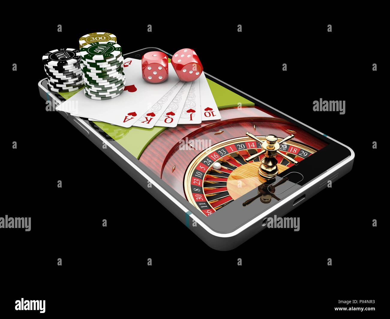Schelden sarcoom draadloze Online Internet casino app,poker cards with dice and casino chips on the  phone 3d illustration Stock Photo - Alamy