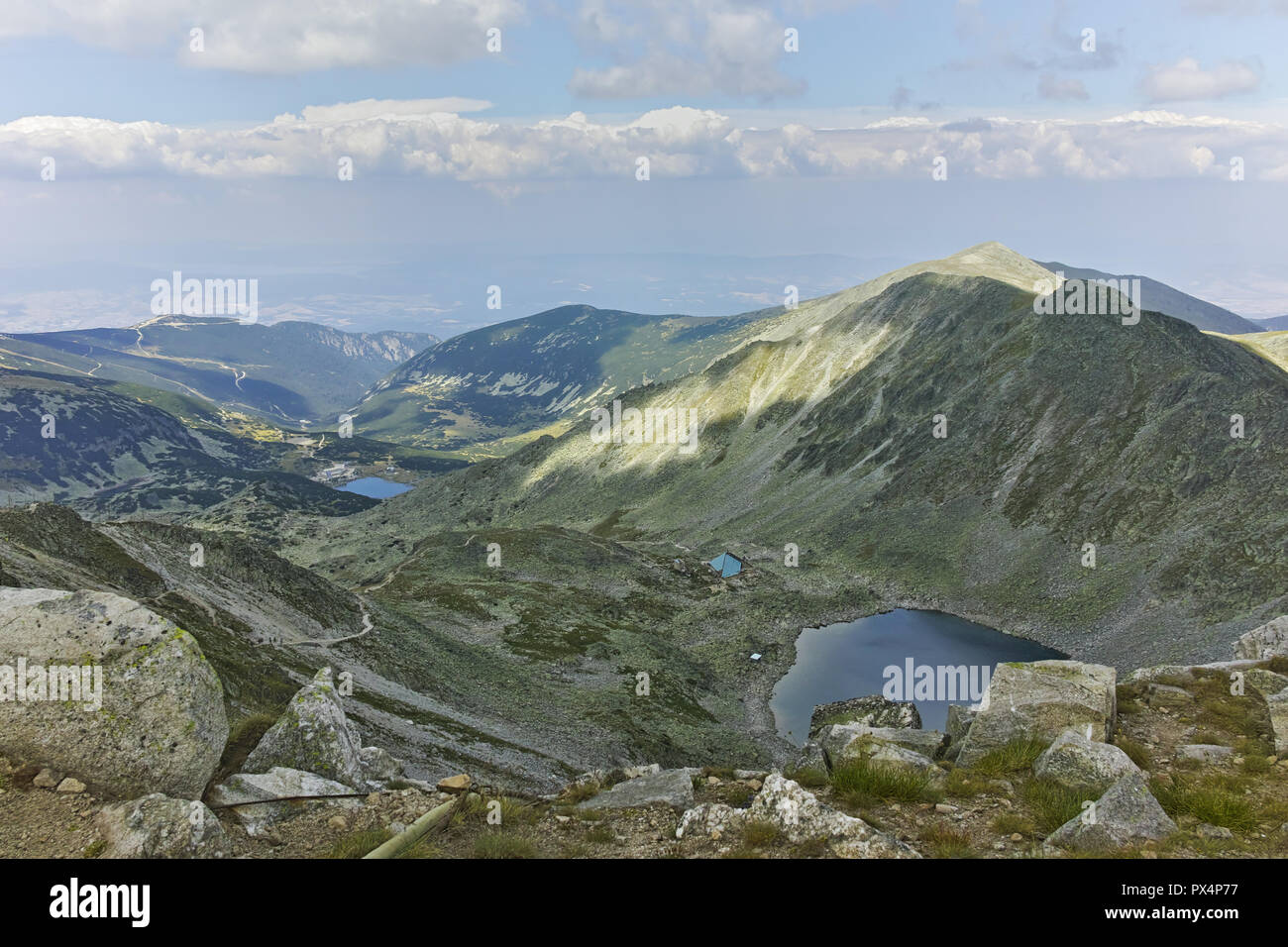 Landscape from Musala Peak, Rila mountain, Bulgaria Stock Photo