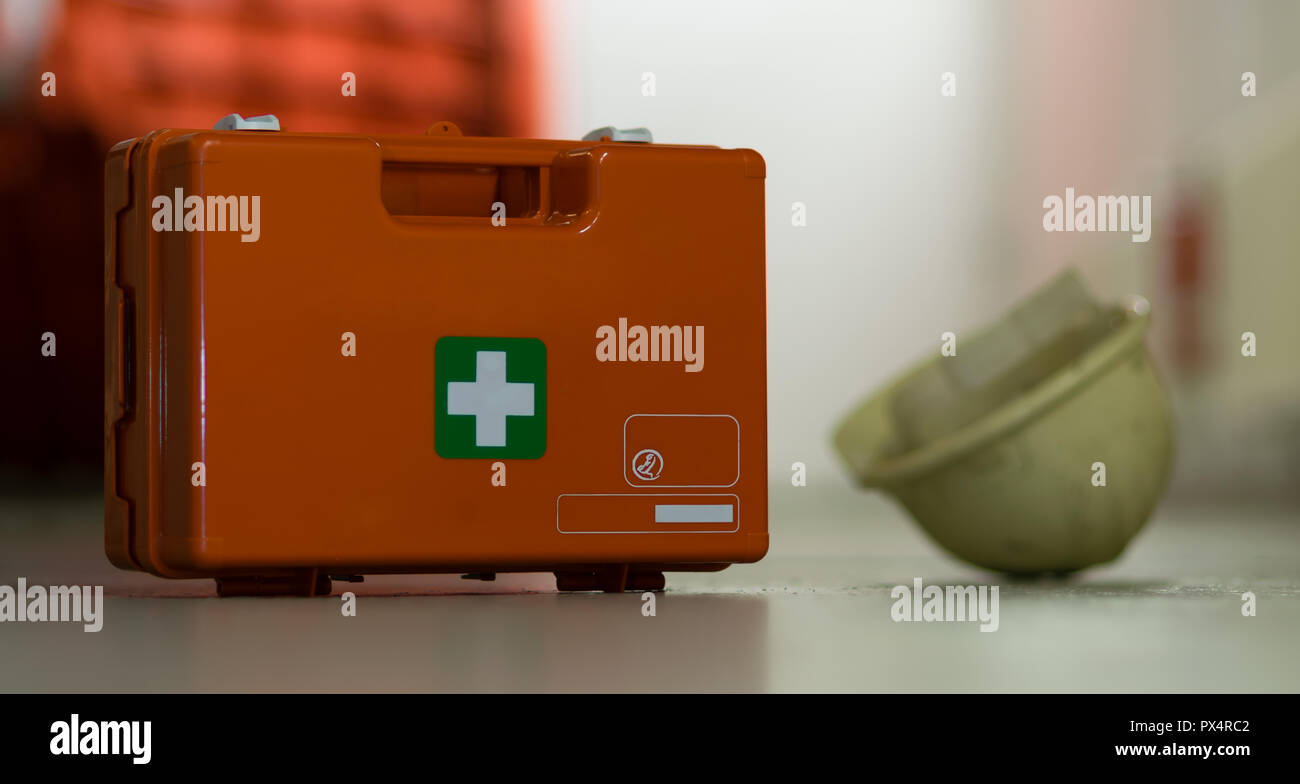First aid after an accident at work Stock Photo