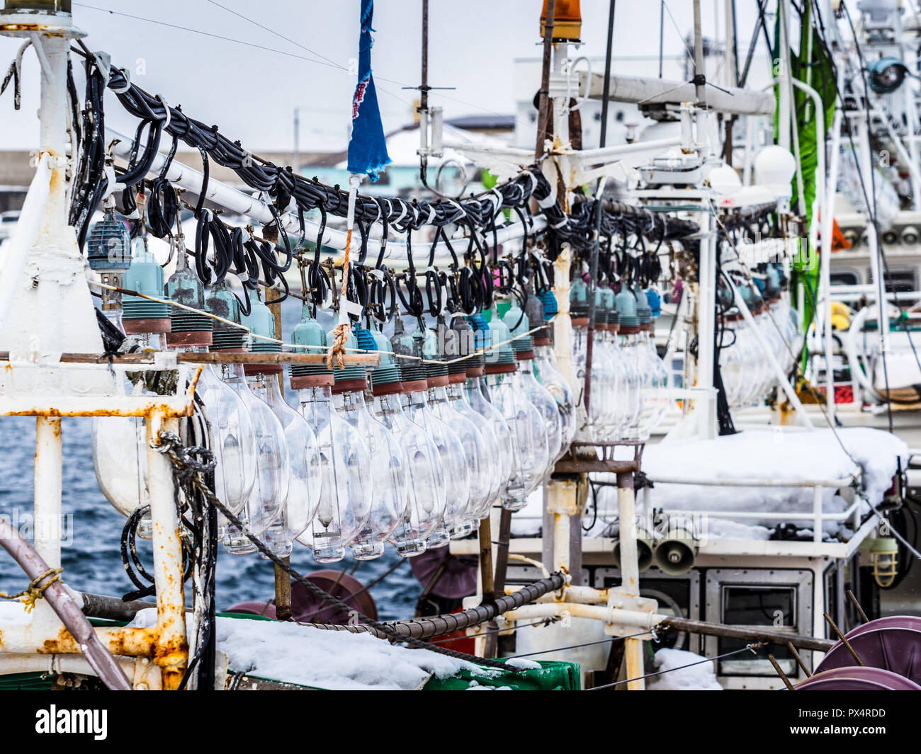 Squid Fishing Boat lights Hakodate Japan - powerful lights on