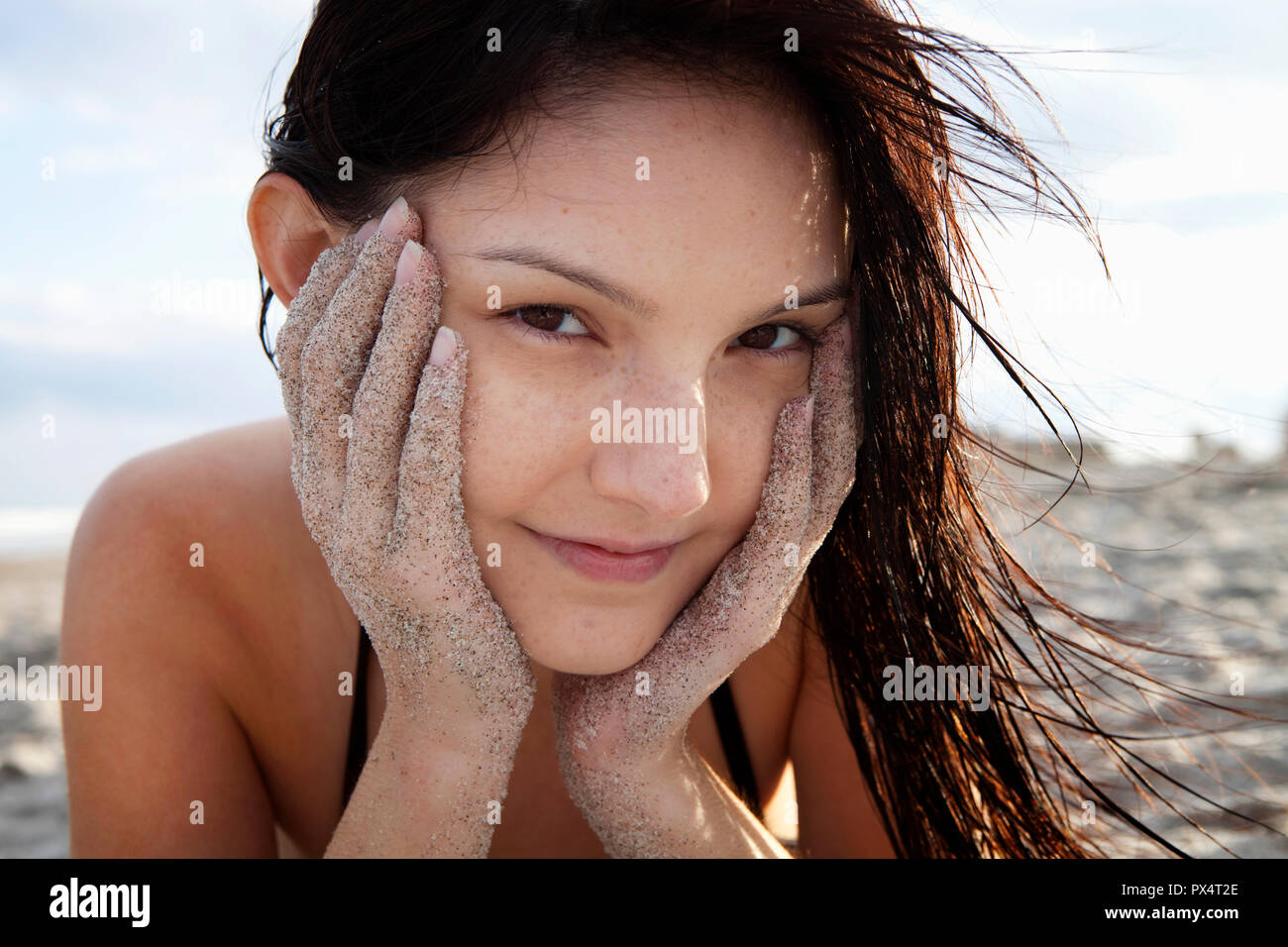 Woman on beach. Stock Photo