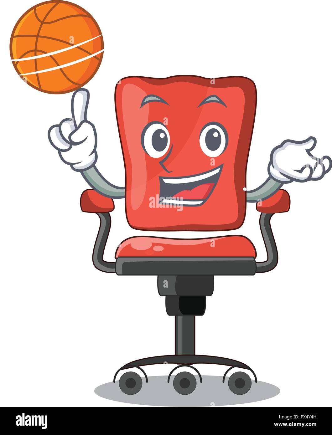 With basketball character office desk chair in indoor Stock Vector
