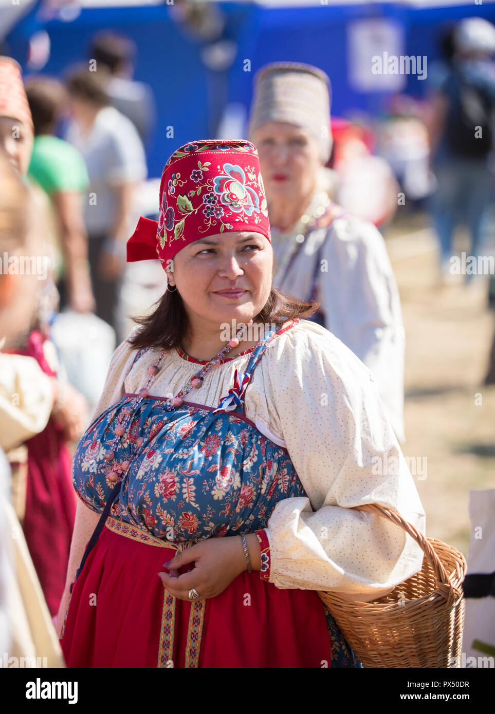 20 August 2018, Krasnovidovo, Russia - mature woman in russian folk costume  Stock Photo - Alamy
