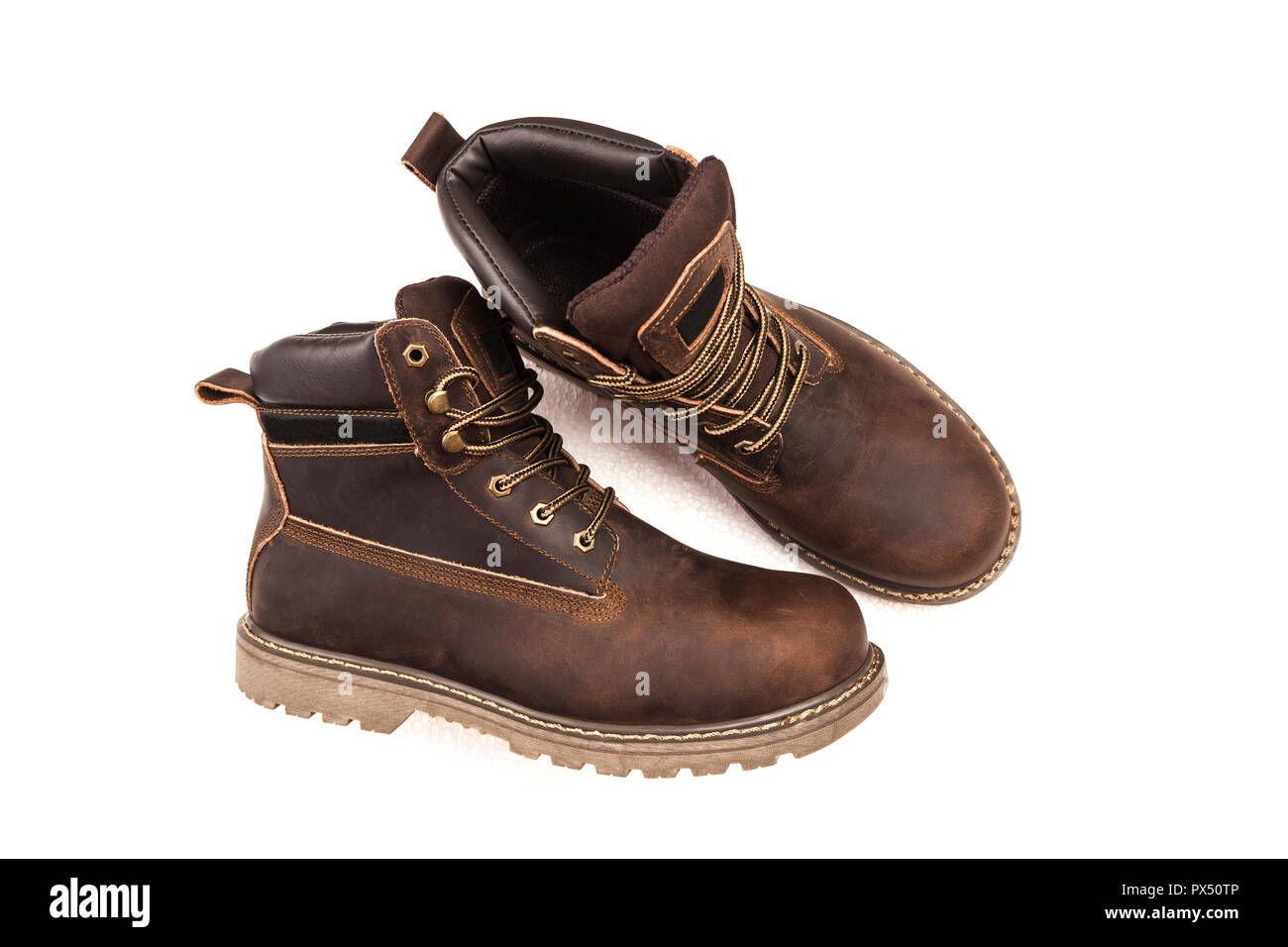 Man ankle boots, brown color, with nubuck leather Stock Photo