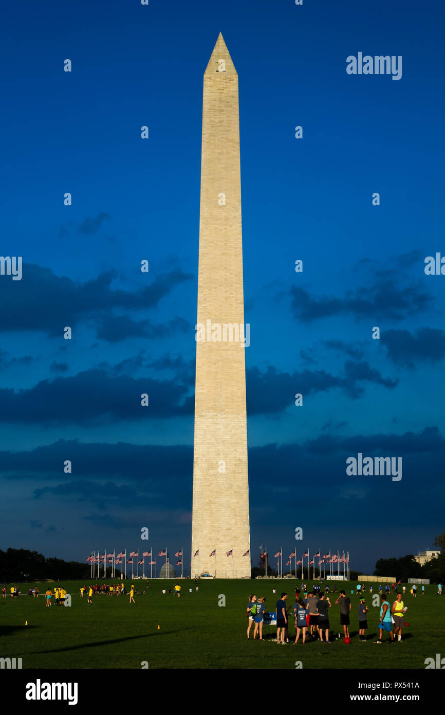 The Washington Monument at the National Mall in Washington, D.C. Stock Photo