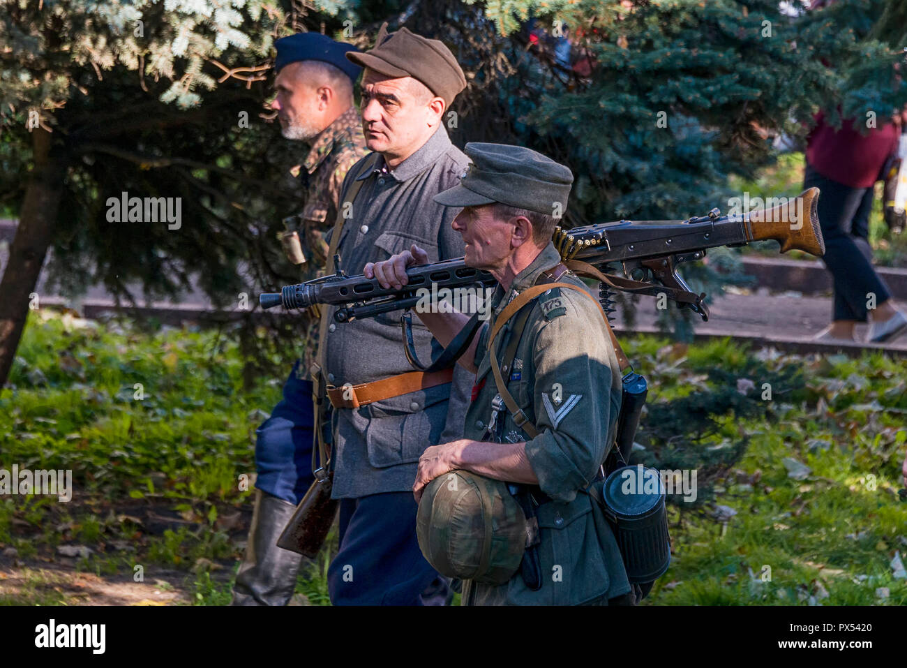 Lviv, Ukraine – Oktober,14, 2018: Military historical reconstruction is dedicated to The anniversary of the creation of the Ukrainian Insurgent Army.  Stock Photo